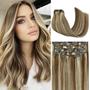 Imagem de Extensões de cabelo Honsoo Clip In Remy Light Brown to Blonde