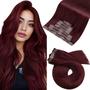 Imagem de Extensões de cabelo Moresoo Burgundy Red Clip em cabelo humano 40cm