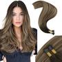 Imagem de Extensões de cabelo Moresoo I Tip de castanho escuro a loiro 35cm 40g