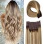 Imagem de Extensões de cabelo SUNFA Wire Real Human Hair 40cm 80g Ombre