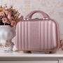 Imagem de Exttlliy Mini Hard Shell Hard Travel Luggage Cosmetic Case, Pequena mala de transporte portátil para maquiagem (Rose Gold)