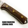 Imagem de Faca Artesanal Cabo Madeira King Angus Churras amigos Cutelaria Bainha ponta Fina Presente Pai Amigo Marido