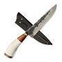 Imagem de Faca Churrasco 8P Inox 3mm Forjada Chifre Branco Cx Madeira