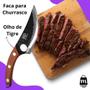 Imagem de Faca de Churrasco Artesanal Olho de Tigre 6" 28 Cm Cabo Madeira Full Tang Bainha