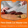 Imagem de Faca Steak Cut Aço Inox 10” Lâmina 25 cm Chef Curvada Profissional Churrasco Assados Cozinha Cabo AntiMicrobio e Germe