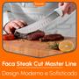 Imagem de Faca Steak Cut Aço Inox 10” Lâmina 25 cm Chef Curvada Profissional Churrasco Cozinha Cabo AntiMicrobio