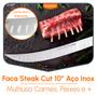 Imagem de Faca Steak Cut Aço Inox 10” Lâmina 25 cm Chef Curvada Profissional Churrasco Cozinha Cabo AntiMicrobio