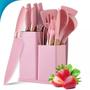 Imagem de Faca Utensílio 19 Peças Cozinha Rosa Alta Resistência