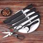 Imagem de Facas de cozinha conjunto chef facas 6 conjuntos aço inoxidável forjada facas de cozinha tesoura descascador chef