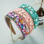 Imagem de Faixa De Cabelo Colorida Turquesa Com Strass De Borda Larga, Faixa De Cabelo Com Design