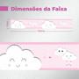 Imagem de Faixa Decorativa Infantil Papel De Parede Nuvens Rosa Branco