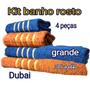 Imagem de familia kit toalhas de rosto e banho 2 cores azul e bege 4 peças DUBAI
