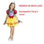 Imagem de Fantasia Branca e Vermelha Vestido Super Luxo com Coroa e Luva Infantil Menina Linda