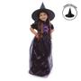 Imagem de Fantasia Bruxa Elegante Roxa Infantil de Halloween Com Chapéu