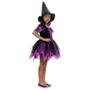 Imagem de Fantasia Bruxa Encantada Roxa Luxo Vestido Infantil com Chapéu - Halloween