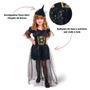 Imagem de Fantasia Bruxinha de Halloween Infantil Super Luxo Com Chapeu