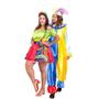 Imagem de Fantasia de Casal Palhacinhos Vestido Palhaça e Macacão Palhaço Longo Adulto Festa Circo Halloween Carnaval Cosplay