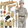 Imagem de Fantasia de Soldado do Exército para Crianças - Trajes Militares Masculinos Acessórios Halloween Vestir-se Soldado Role Play Set para Crianças De 3 a 12 Anos (Médio, 5-8 Anos)