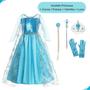 Imagem de Fantasia Elza Vestido Frozen Infantil Luxo Disney Com Capa e Acessórios