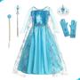 Imagem de Fantasia Elza Vestido Frozen Infantil Luxo Disney Com Capa e Acessórios