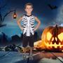 Imagem de Fantasia Esqueleto Caveira Infantil Curta Tamanhos P M G Crianças 2 a 8 Anos Brink Model