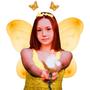 Imagem de Fantasia Fada Infantil 4 pçs Asas Varinha Tiara Saia Asinha Sainha Arquinho Menina Bastaozinho Resistente Carnaval Linda