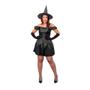 Imagem de Fantasia Halloween Adulto Bruxinha Com Chapeu Vestido de Bruxa Malvada Feiticeira Brilho Carnaval