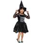 Imagem de Fantasia Halloween Infantil Menina Vestido de Bruxa Moderno de Luxo com Chapéu