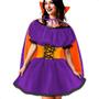 Imagem de Fantasia Halloween Vampira Dark de Luxo Com Capa Adulta Feminina