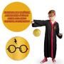 Imagem de Fantasia Infantil Capa Harry Potter Com Óculos Luxo Grifinória Original Roupa Meninos Festa 