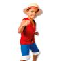 Imagem de Fantasia One Piece Infantil Roupa e Chapeu de Palha Luffy