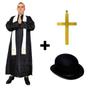 Imagem de Fantasia Padre Adulto Completa Com Chapeu E Crucifixo Halloween Festa Junina Masculino