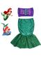 Imagem de Fantasia Pequena Sereia Ariel Vestido Cauda Princesa Disney 4-5 Anos