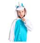 Imagem de Fantasia Pijama Macacão de Unicórnio Kigurumi Infantil Branco e Azul Com Capuz