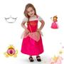 Imagem de Fantasia Princesa Aurora Rosa Infantil Helanca Saia Longa