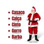 Imagem de Fantasia Roupa de Papai Noel de Feltro Natal Festas Natalina Tamanho Único com Blusão, Calça, Gorro, Cinto e Barba