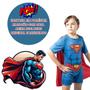 Imagem de Fantasia Roupa Menino Super Homem Superman Super Herói Dc Luxo Premium Original Com Capa 