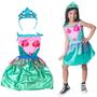 Imagem de Fantasia Sereia Infantil Completa Com Tiara E Vestido Colorido Meninas Feita Em Poliéster Toymaster