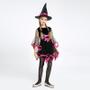 Imagem de Fantasia Vestido Bruxinha Infantil Meninas Halloween + Chapéu