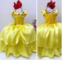 Imagem de Fantasia Vestido Luxo Infantil Princesa Bela C/ Tiara