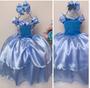 Imagem de Fantasia Vestido Luxo Infantil Princesa Cinderela / Frozen C/ Tiara