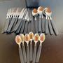 Imagem de Faqueiro conjunto de talheres de inox com cabo preto com 25 peças colher, colher de chá faca e garfo