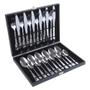 Imagem de Faqueiro Inox Conjunto Talheres 24 Pçs Maleta Madeira Alça
