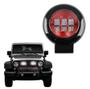 Imagem de Farol Auxiliar Led Redondo 3 Leds Preta Fundo Vermelho 30W