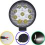 Imagem de Farol de milha forte auxiliar de led 27w redondo 12v 24v 6000k fino