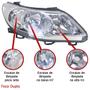 Imagem de Farol Dianteiro Gol G5 2008 2009 2010 2011 2012 2013 Máscara Cromada Lente Lisa Acrílico Foco Duplo Carcaça Preta
