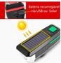 Imagem de Farol Para Bike Solar E Usb Led Recarregável Com Buzina 8528 NF