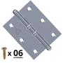 Imagem de Fechadura Porta Externa Perfil Aredondado Inox Polido Cromado  + Dobradiças Aço Zincado Pino Bola 3.1/2"