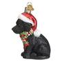 Imagem de Feriado de Natal do Velho Mundo Labrador Preto Filhote de Cachorro Vidro Soprado Árvore de Natal Ornamento