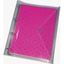 Imagem de Fichário rosa com capa cristal, 4 argolas, com 96 folhas e 6 divisórias.